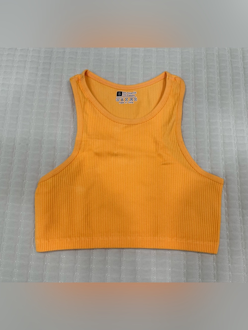 Women’s Orange Ribbed Crop Tank Top Size S.
